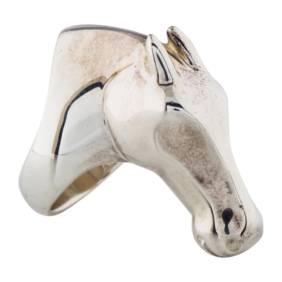 HERMES GALOP Horse Head Ring LARGE Model Sterling Silver US 6-6.25 (Hermes 52) - Picture 1 of 6